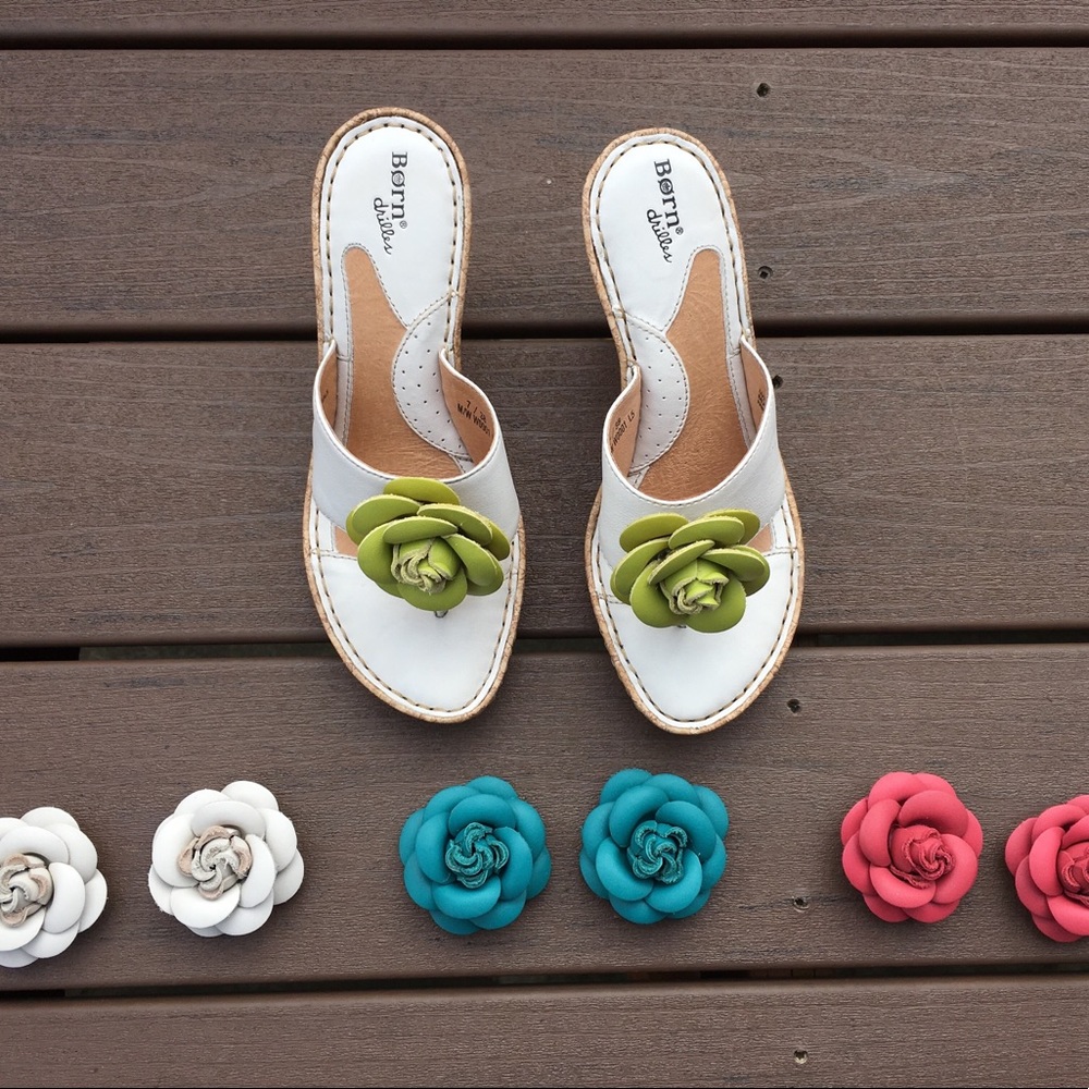 🌷Born🌷Wedge Sandals White Interchangeable Flower